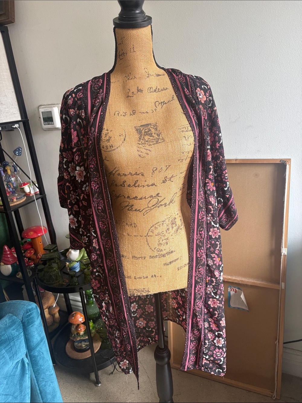 Floral Open-Front Kimono Coverup